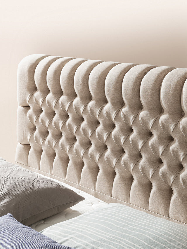 Webstoff Boxspringbett mit Stauraum Beige CHESTER