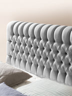 Webstoff Boxspringbett mit Stauraum Hellgrau CHESTER