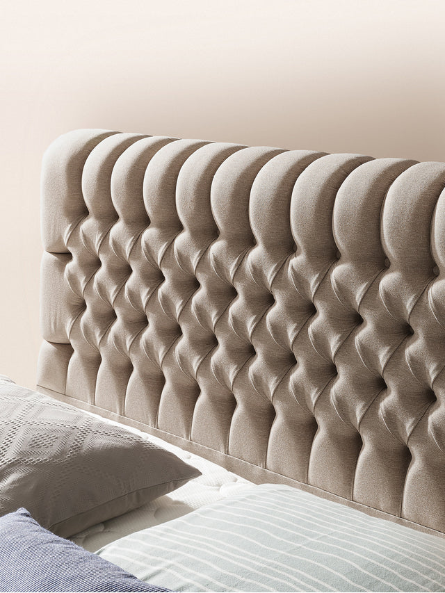 Webstoff Boxspringbett mit Stauraum Nougat CHESTER