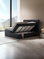 Webstoff Boxspringbett mit Stauraum Schwarz CHESTER