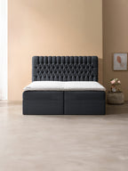 Webstoff Boxspringbett mit Stauraum Schwarz CHESTER