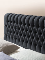 Webstoff Boxspringbett mit Stauraum Schwarz CHESTER