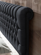 Webstoff Boxspringbett mit Stauraum Schwarz CHESTER