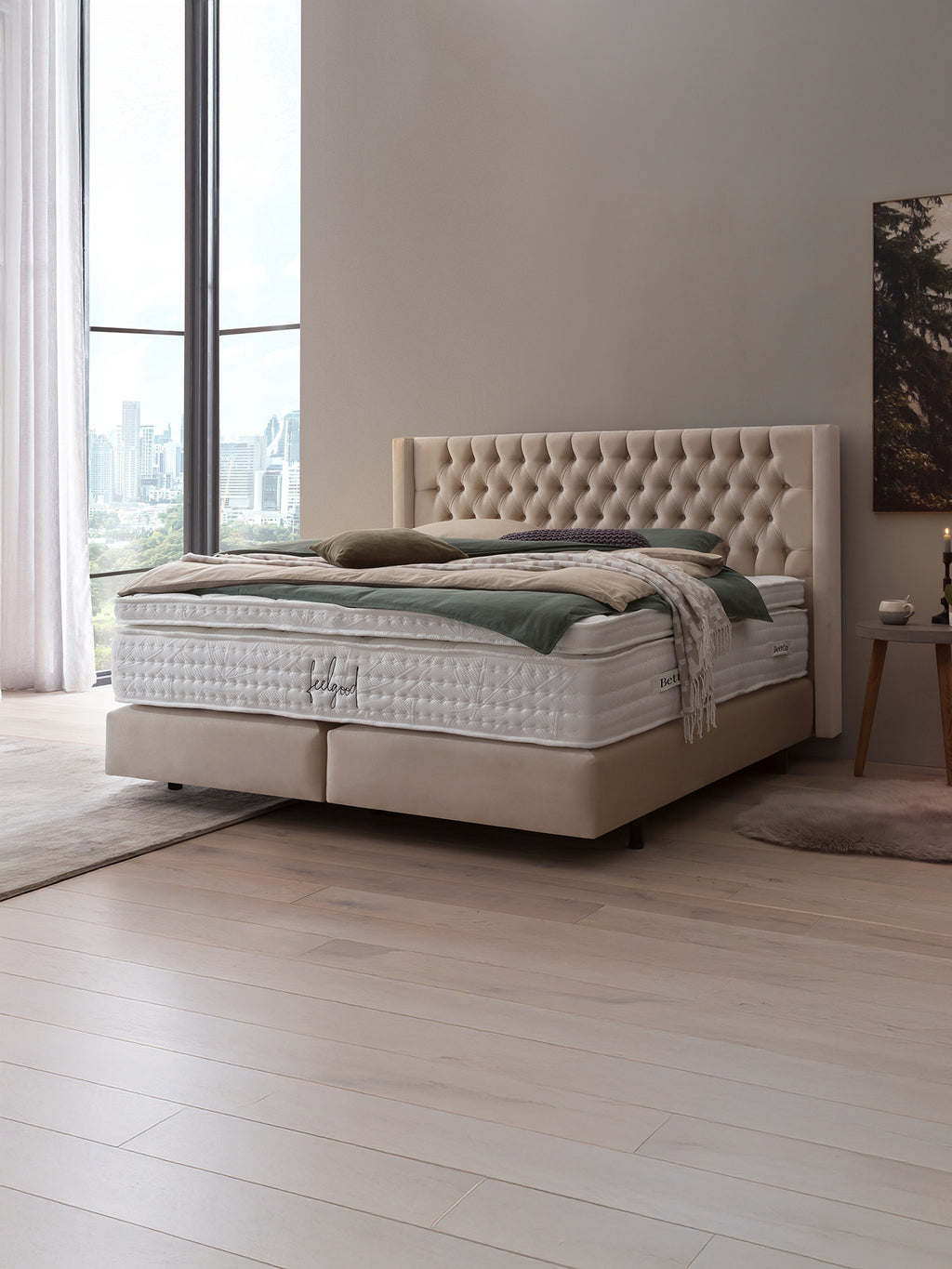 Samt Boxspringbett Beige FLORIDA