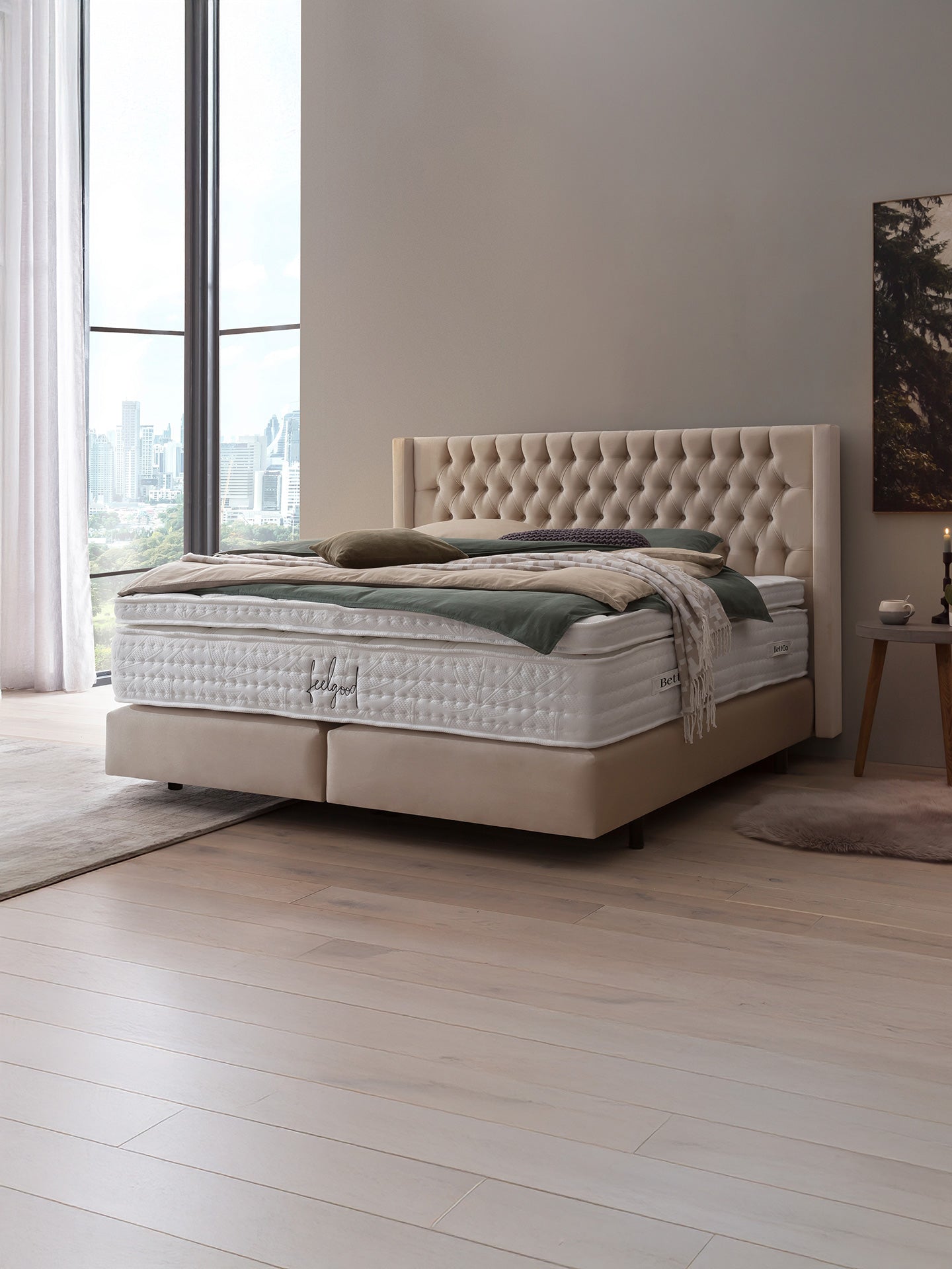 Samt Boxspringbett Beige FLORIDA