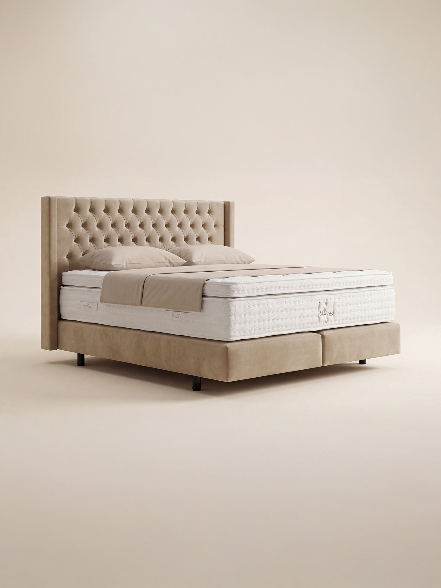 Samt Boxspringbett Beige FLORIDA