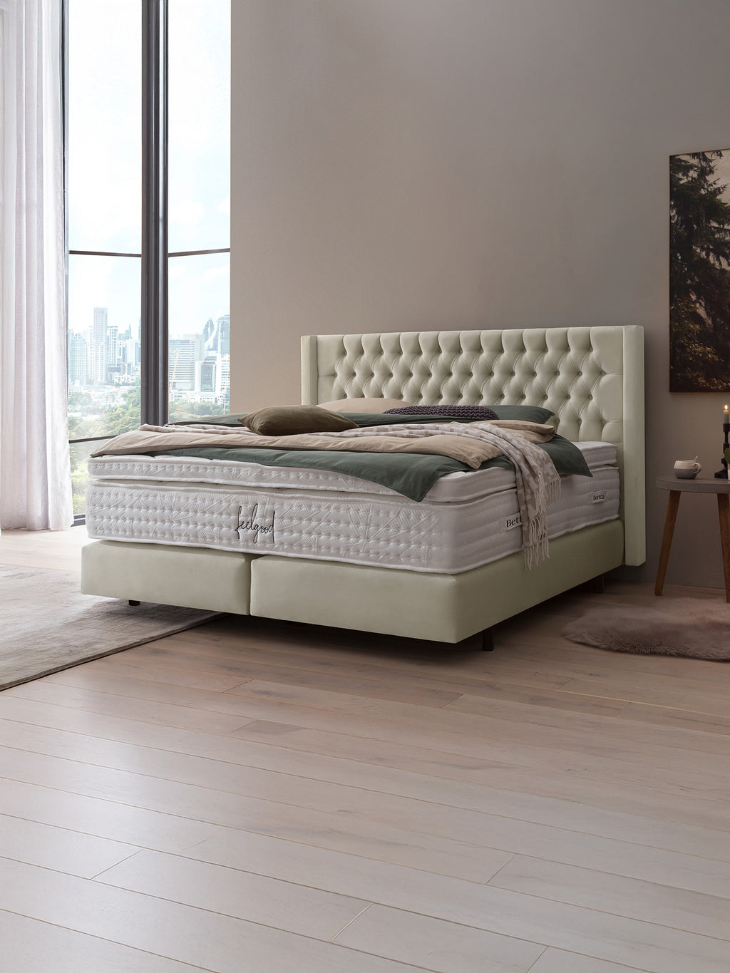 Samt Boxspringbett Creme FLORIDA