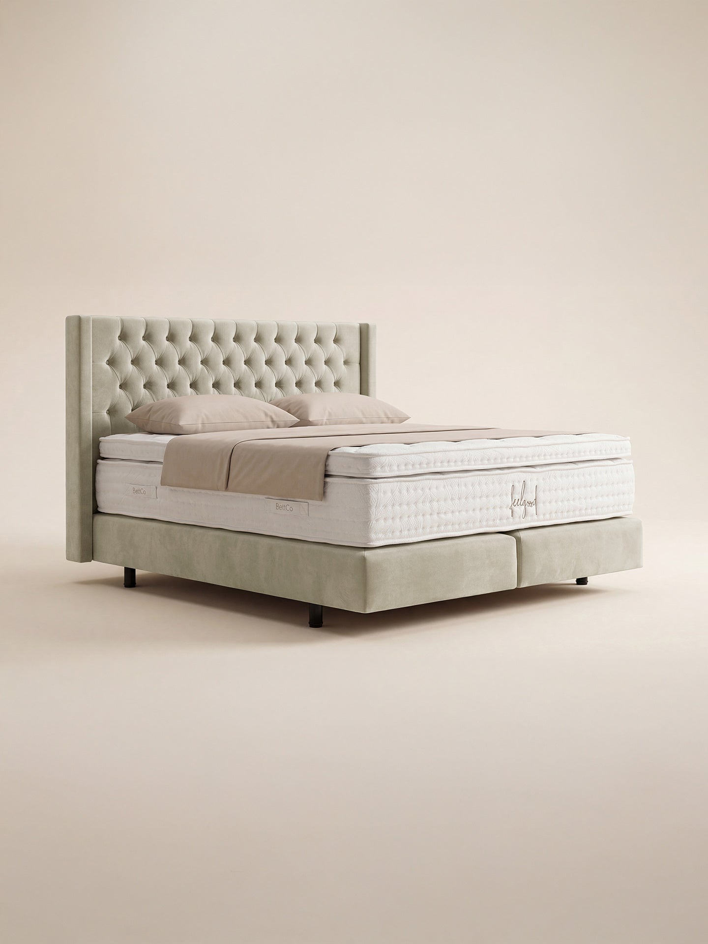 Samt Boxspringbett Creme FLORIDA