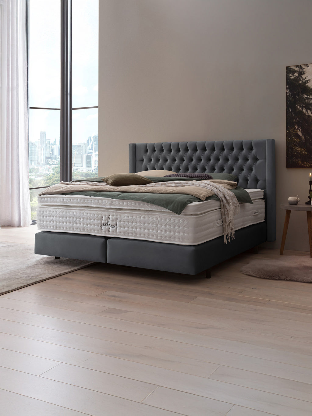 Samt Boxspringbett Dunkelgrau FLORIDA