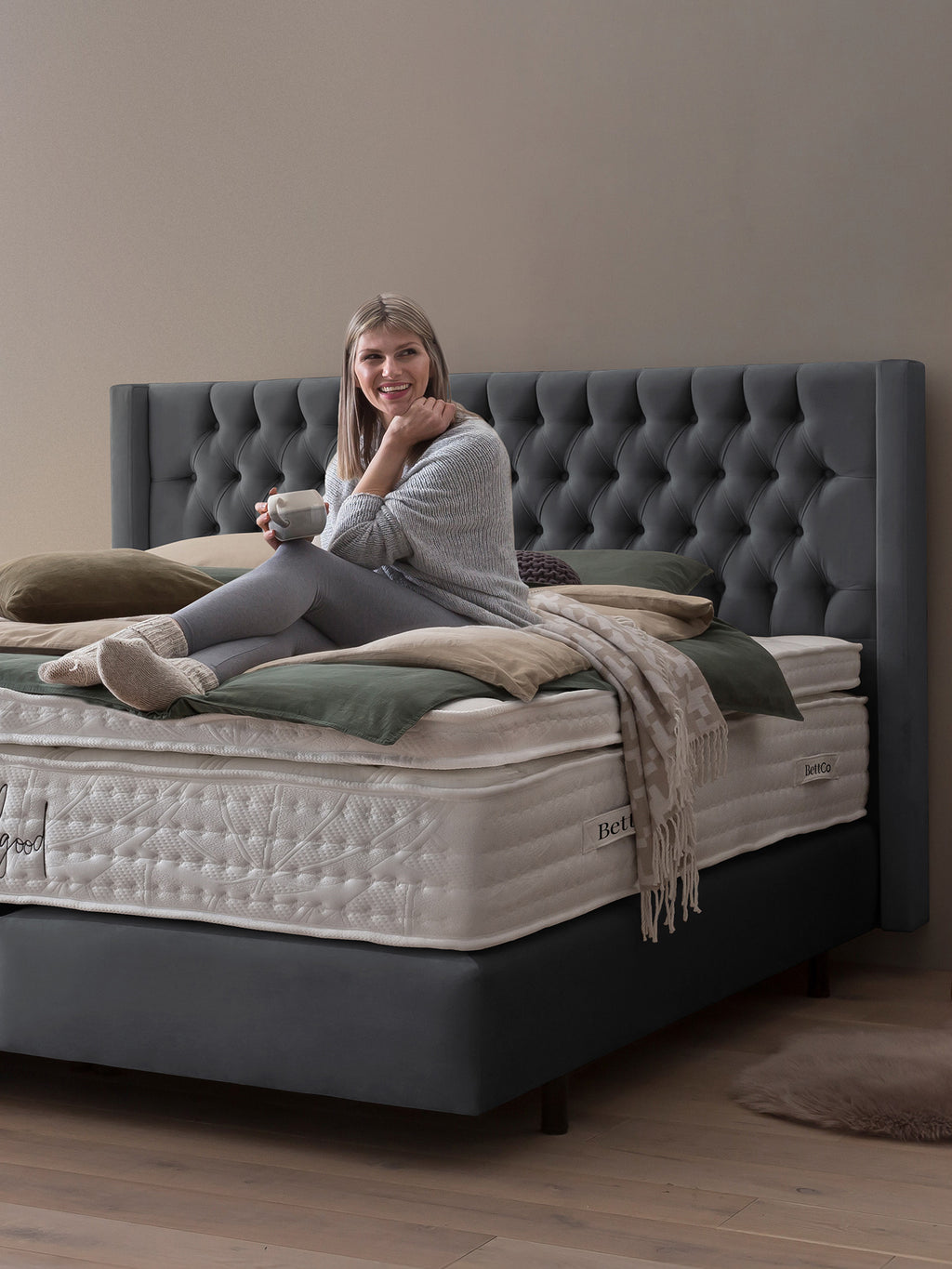 Samt Boxspringbett Dunkelgrau FLORIDA