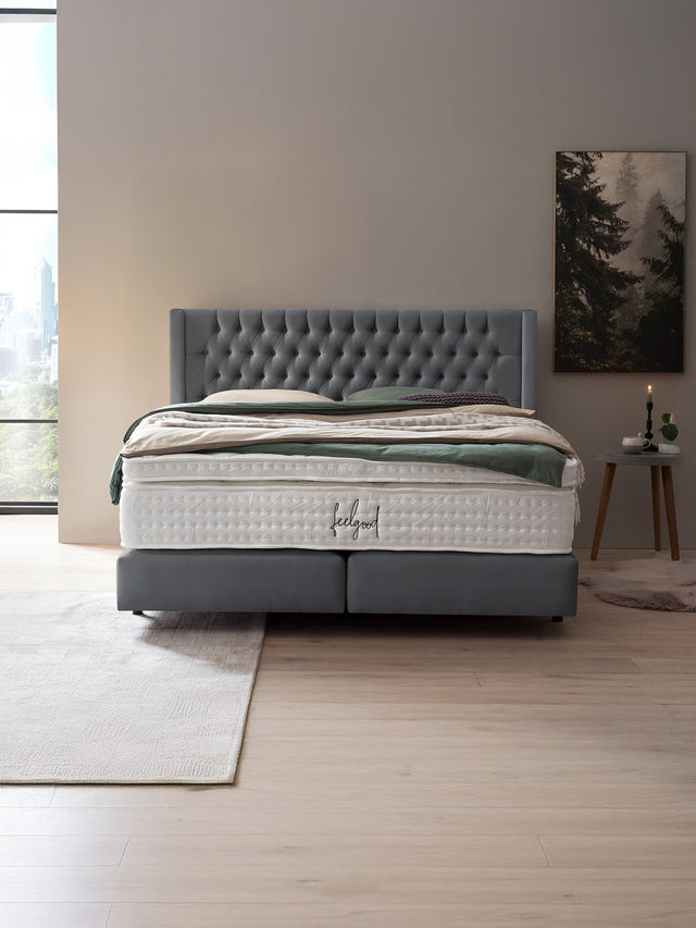 Samt Boxspringbett Dunkelgrau FLORIDA