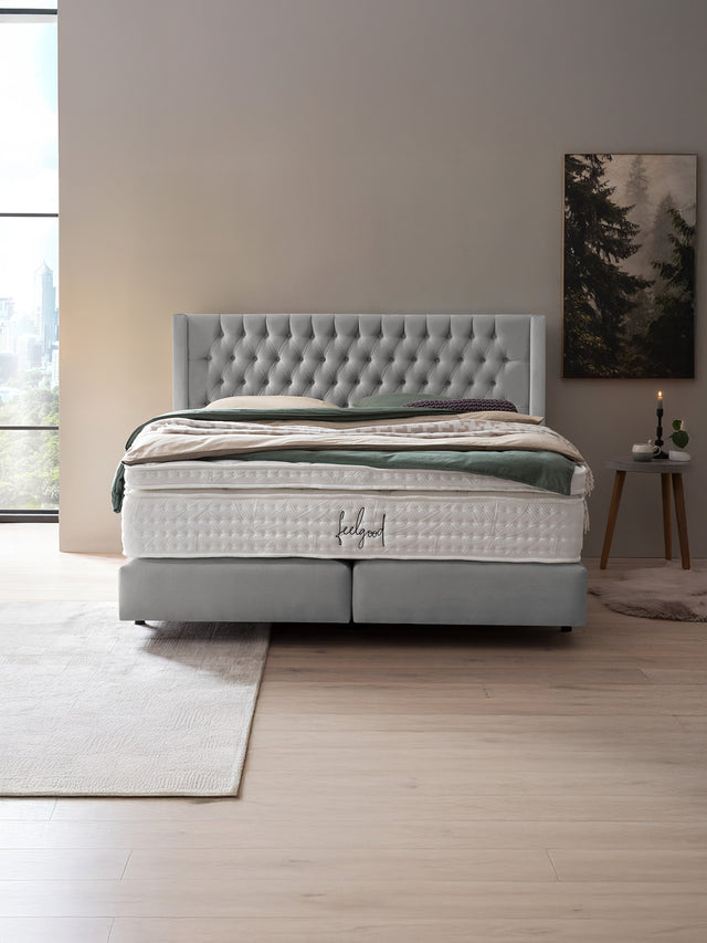 Samt Boxspringbett Grau FLORIDA