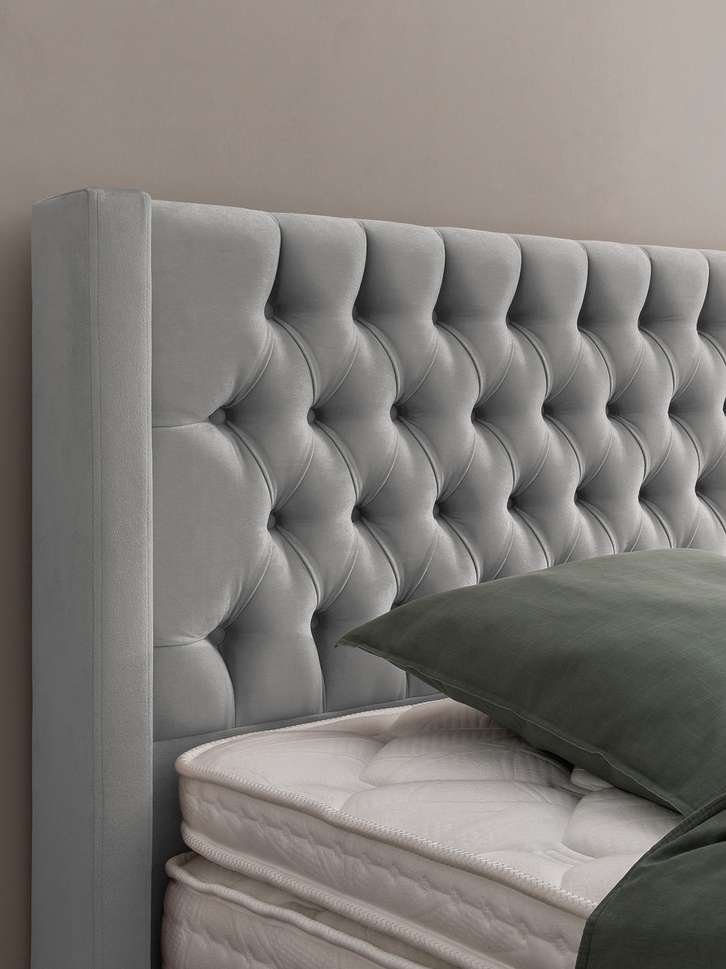 Samt Boxspringbett Grau FLORIDA