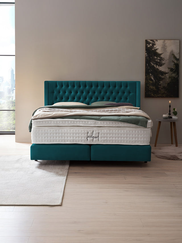 Samt Boxspringbett Petrol FLORIDA