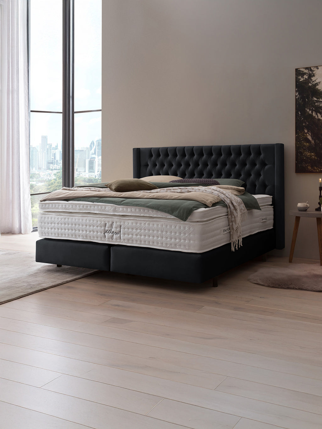 Samt Boxspringbett Schwarz FLORIDA