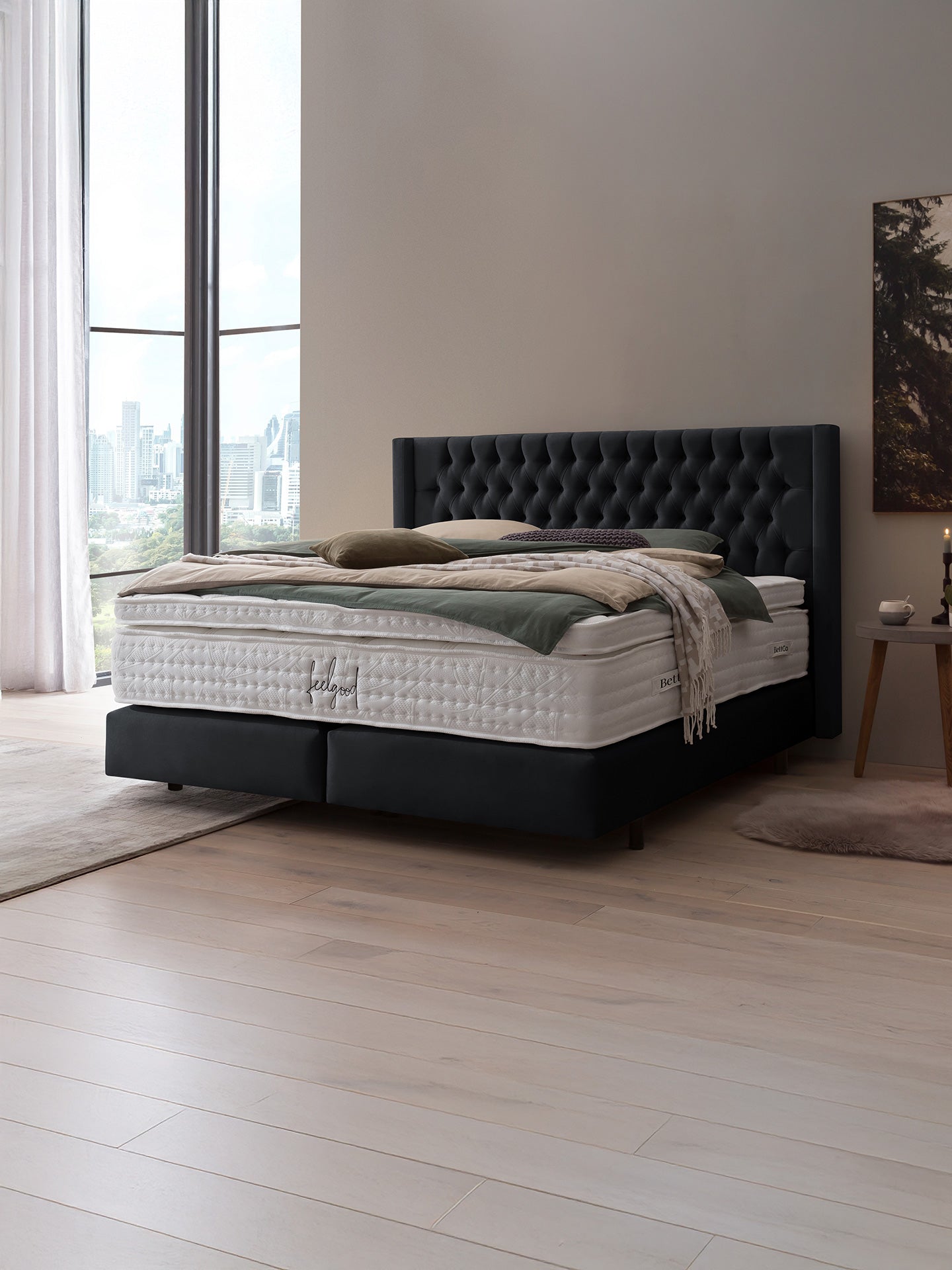 Samt Boxspringbett Schwarz FLORIDA