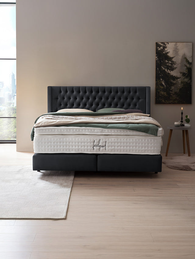 Samt Boxspringbett Schwarz FLORIDA