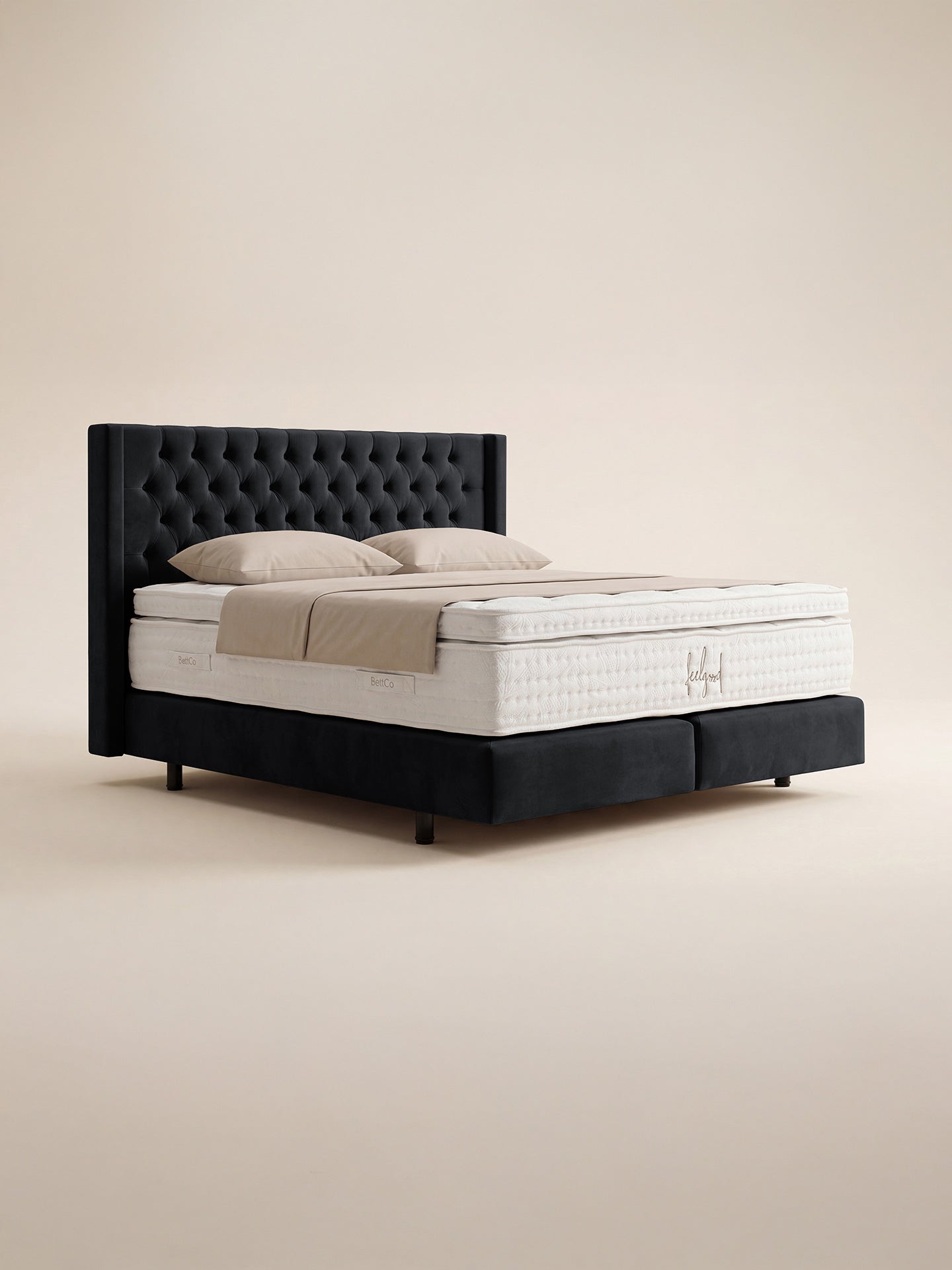 Samt Boxspringbett Schwarz FLORIDA