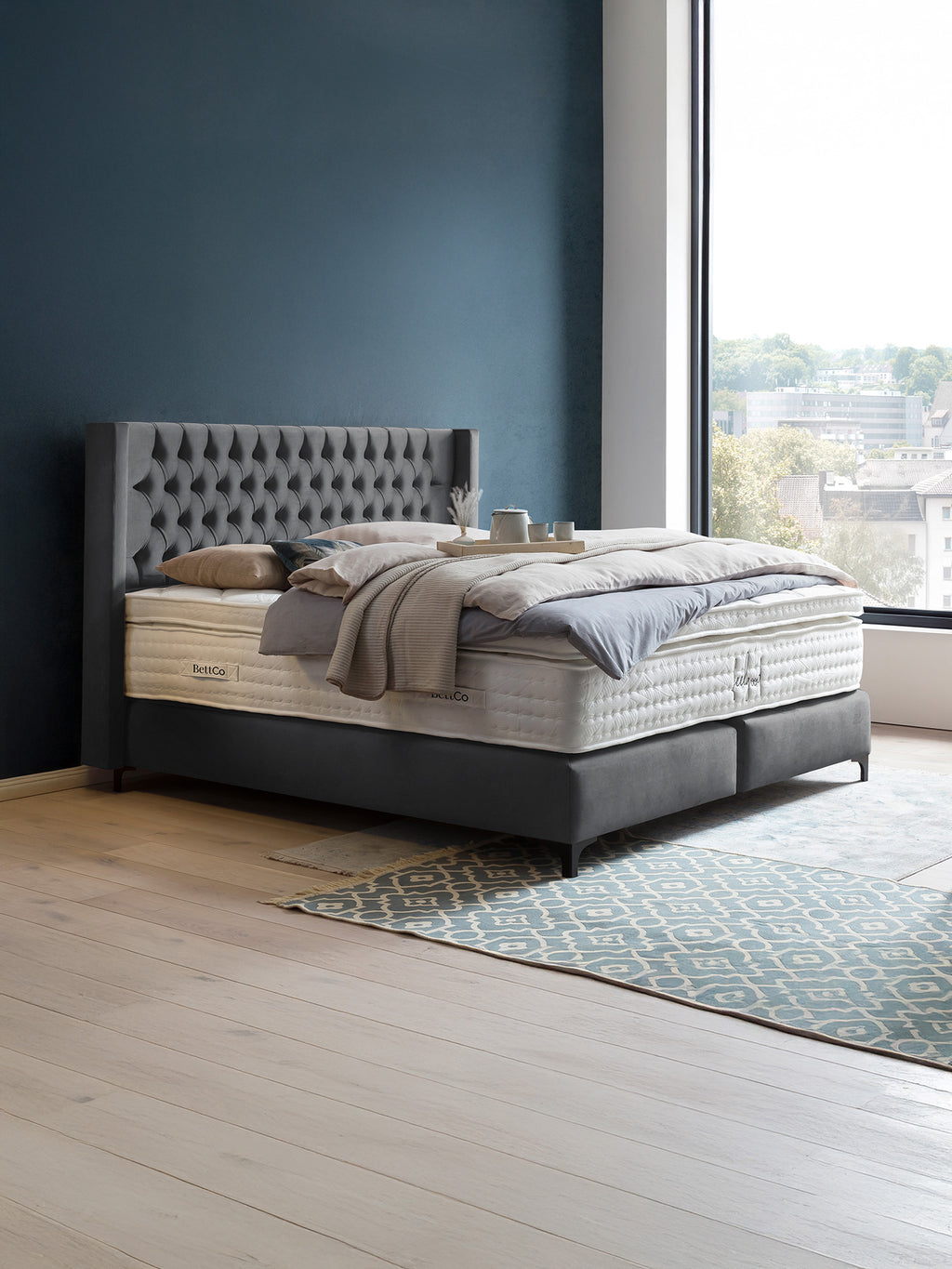 Velours Boxspringbett Dunkelgrau FLORIDA