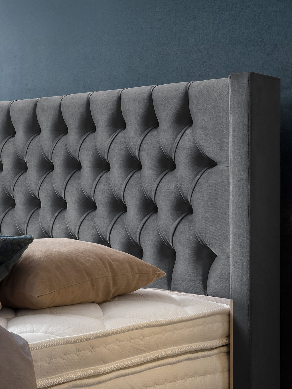 Velours Boxspringbett Dunkelgrau FLORIDA