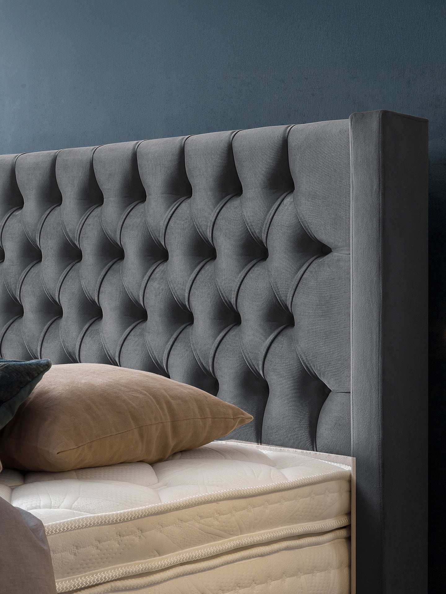 Velours Boxspringbett Dunkelgrau FLORIDA