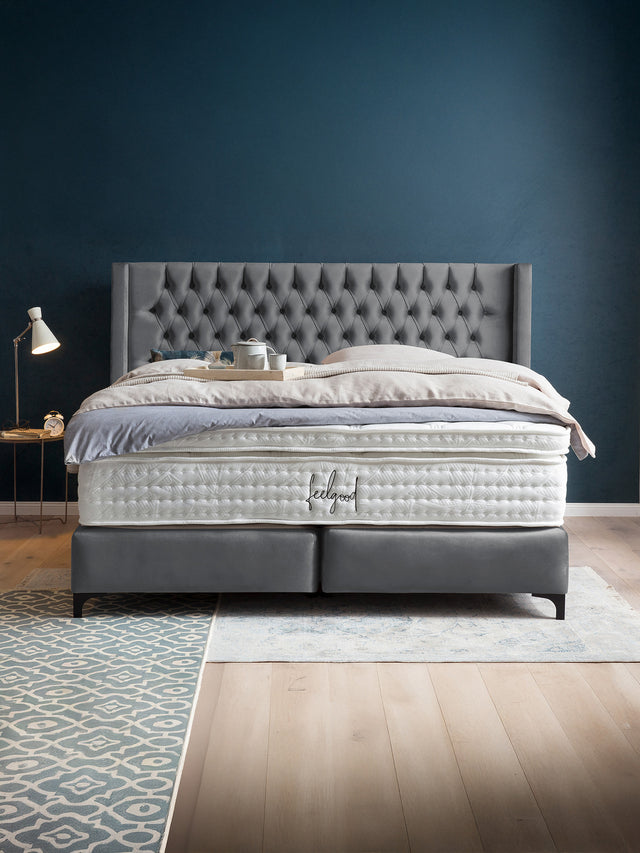 Velours Boxspringbett Dunkelgrau FLORIDA