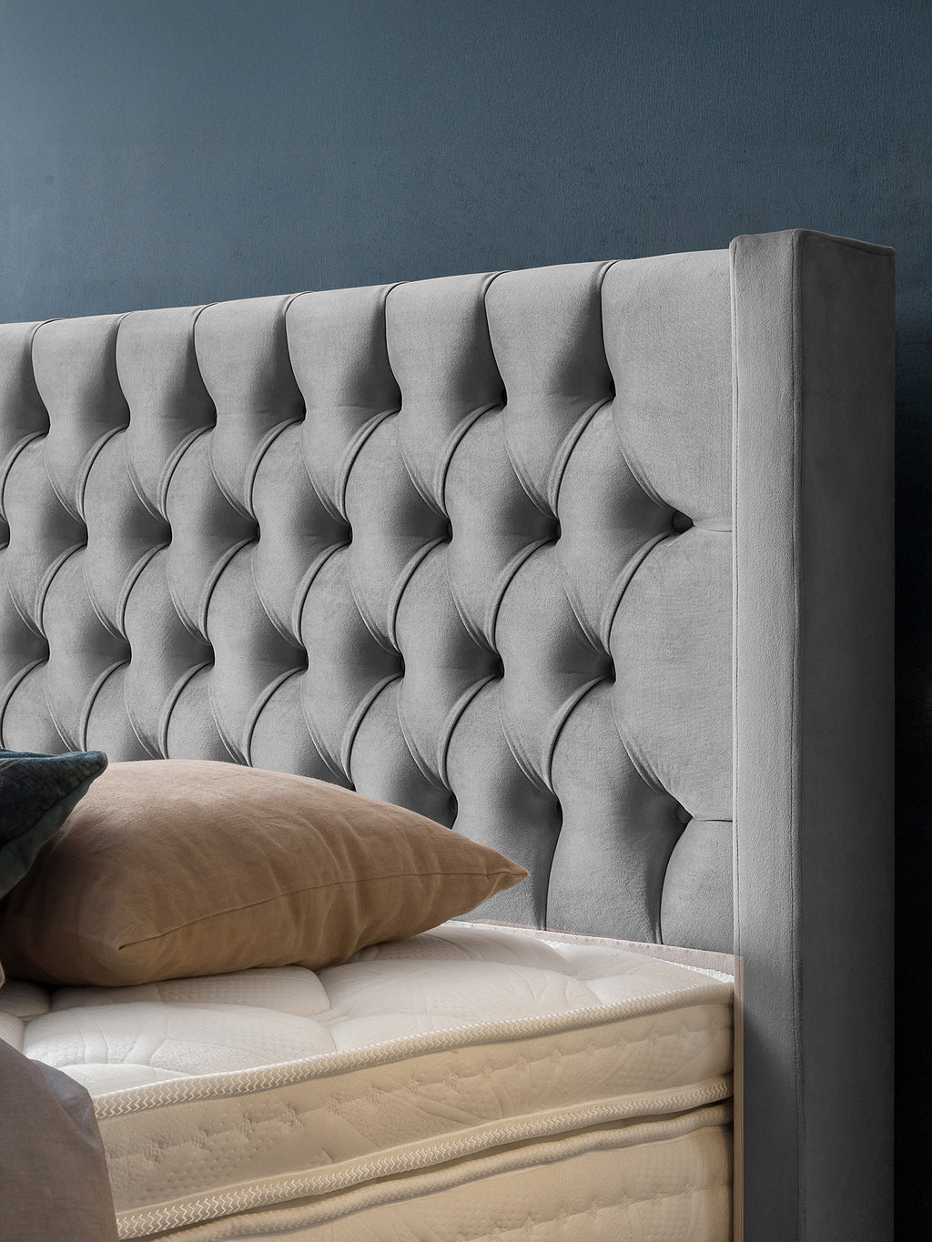 Velours Boxspringbett Grau FLORIDA