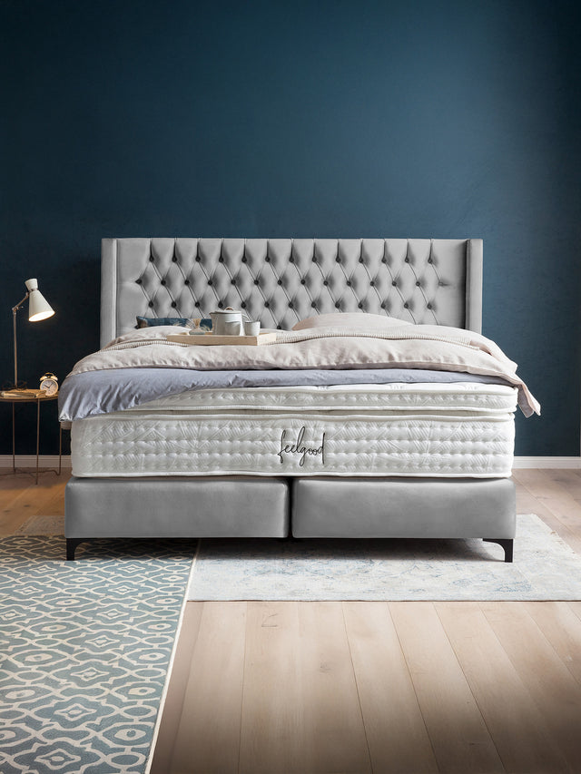 Velours Boxspringbett Grau FLORIDA