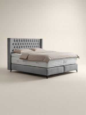 Velours Boxspringbett Grau FLORIDA