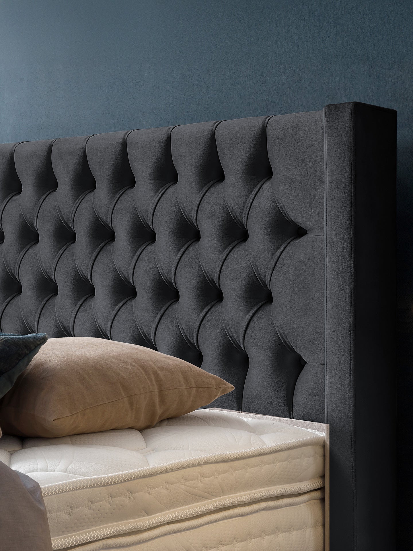 Velours Boxspringbett Schwarz FLORIDA