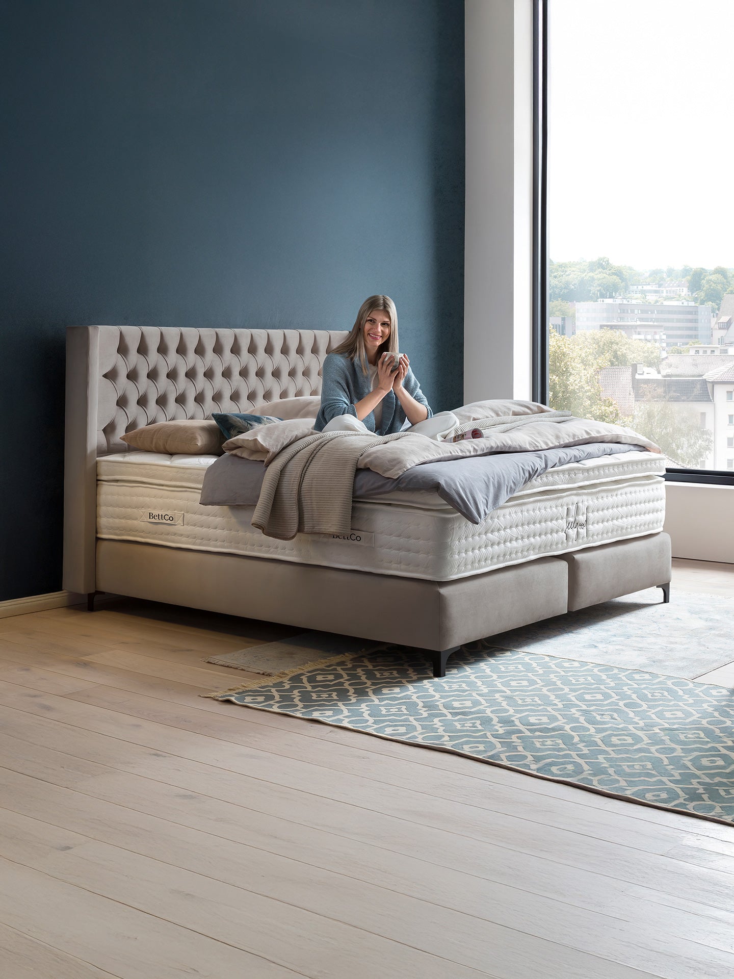 Velours Boxspringbett Taupe FLORIDA