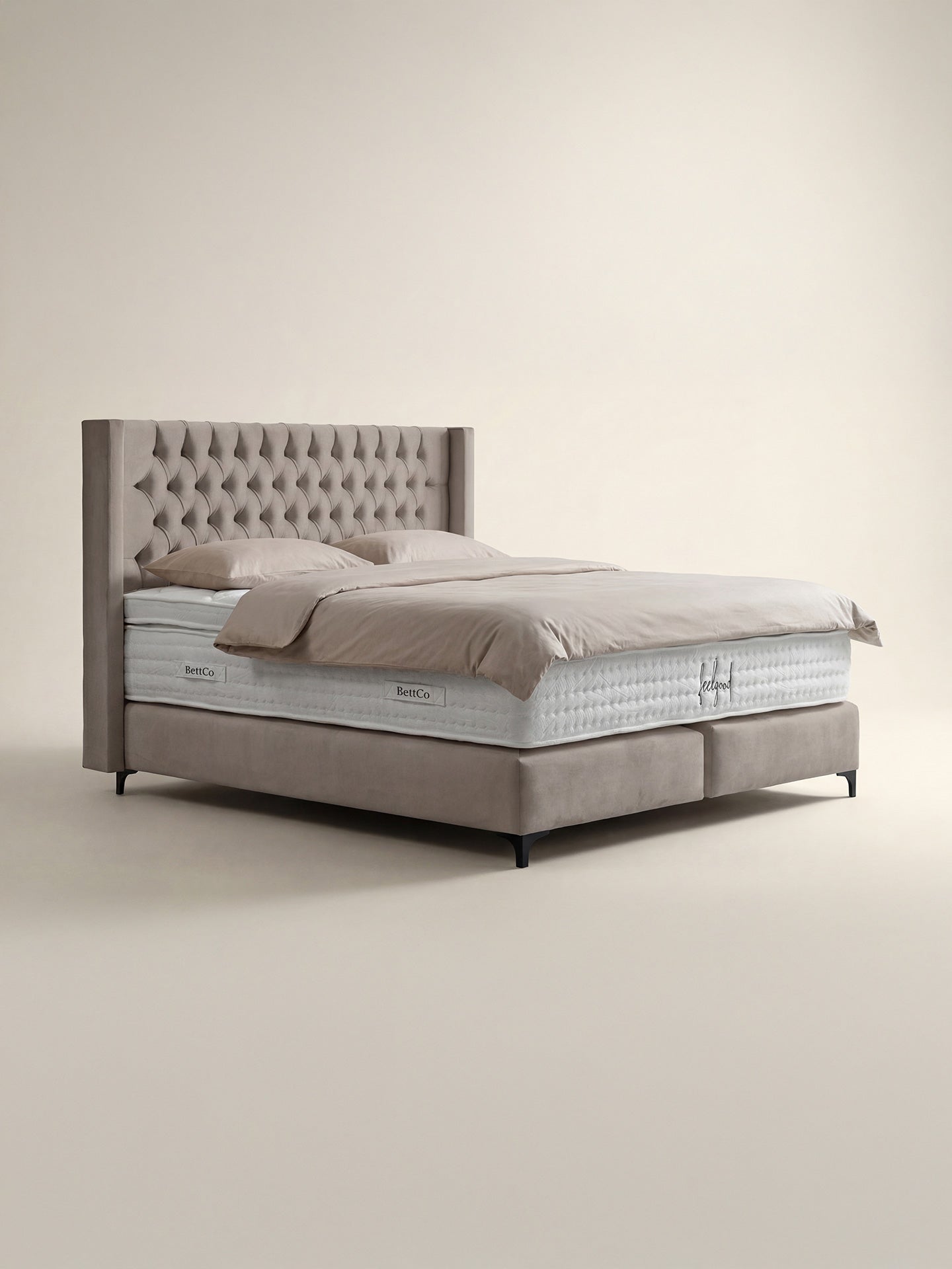 Velours Boxspringbett Taupe FLORIDA