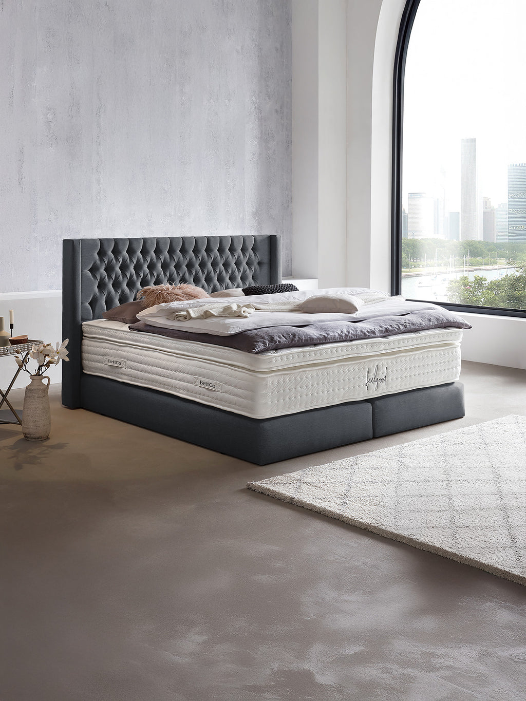 Webstoff Boxspringbett Anthrazit FLORIDA