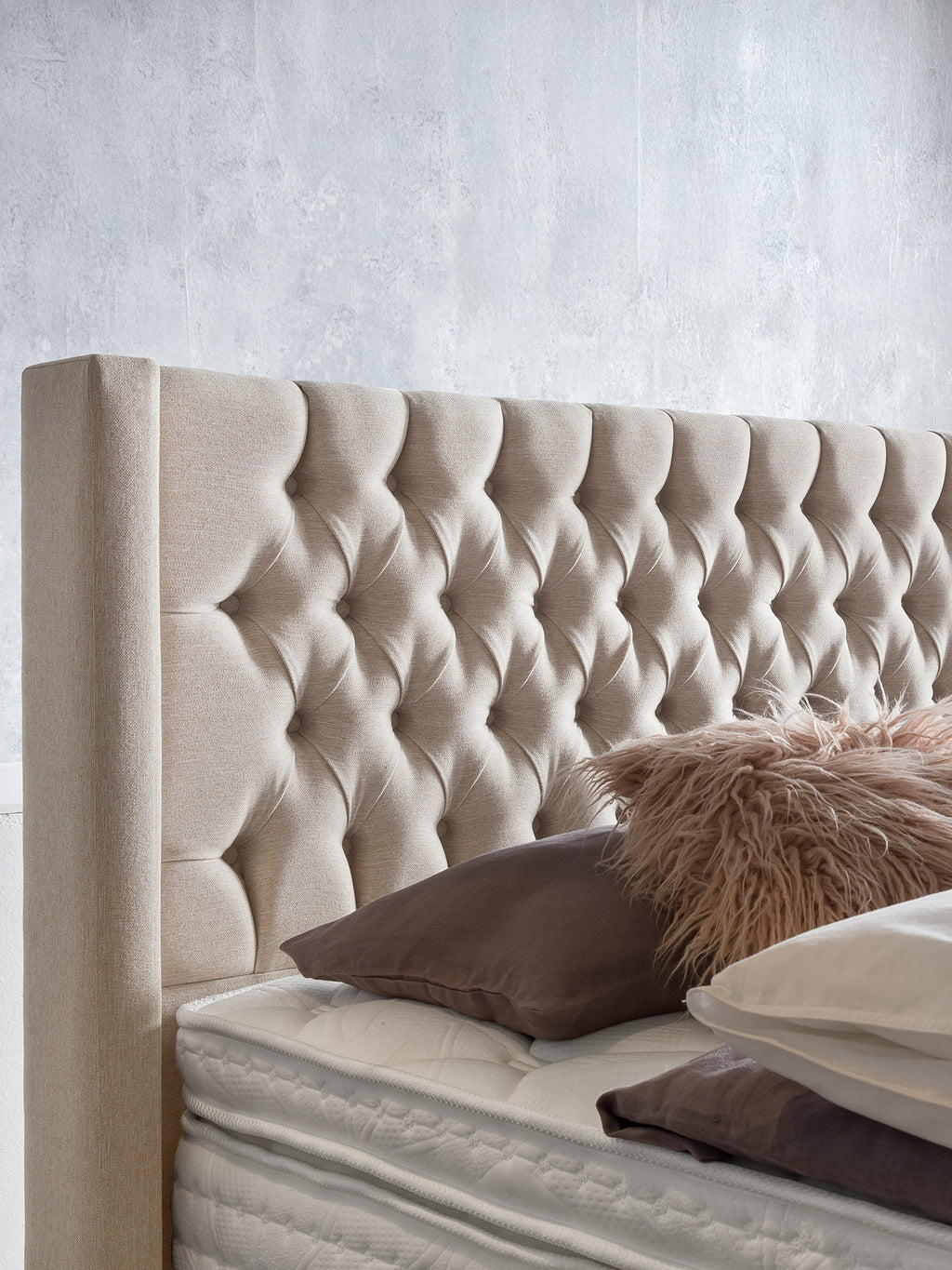 Webstoff Boxspringbett Beige FLORIDA