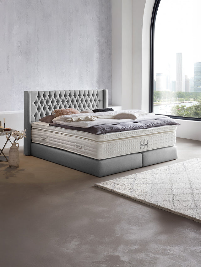 Webstoff Boxspringbett Hellgrau FLORIDA