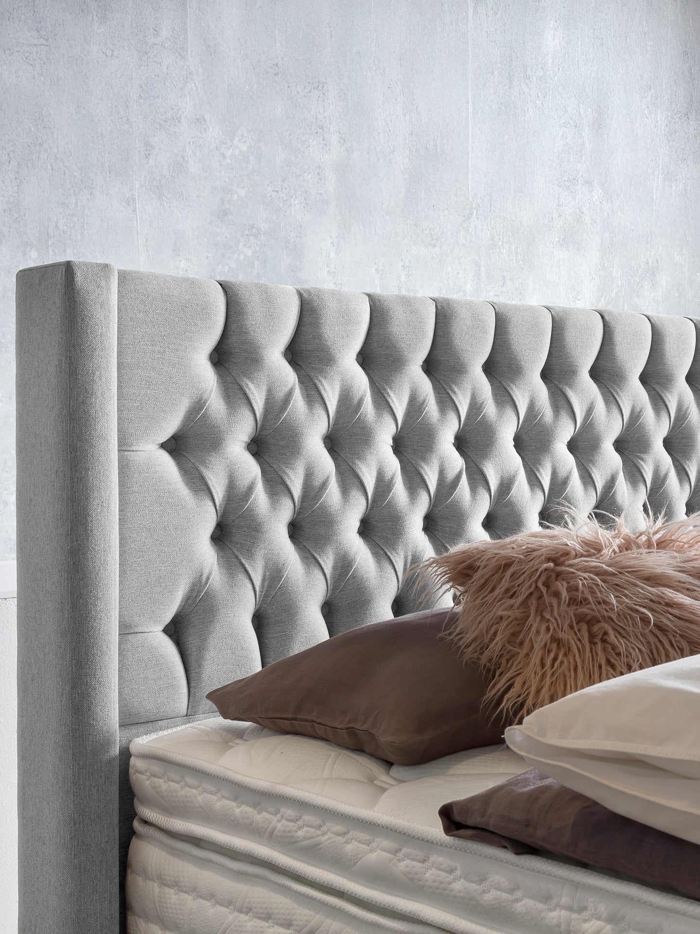 Webstoff Boxspringbett Hellgrau FLORIDA