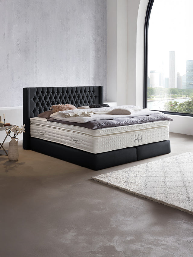 Webstoff Boxspringbett Schwarz FLORIDA