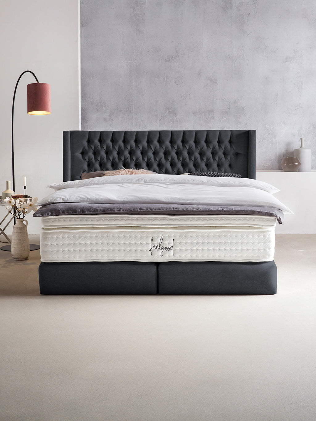Webstoff Boxspringbett Schwarz FLORIDA