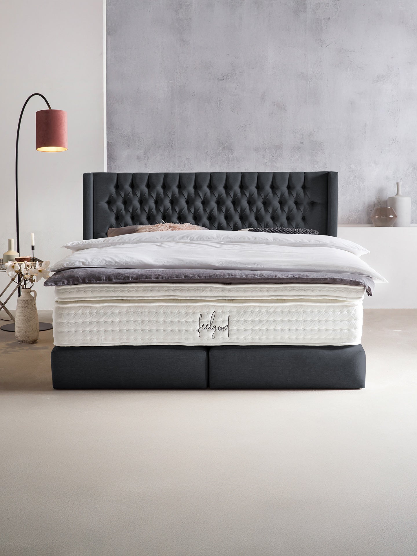 Webstoff Boxspringbett Schwarz FLORIDA