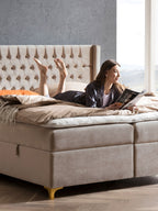 Samt Boxspringbett mit Stauraum Beige FLORIDA