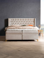 Samt Boxspringbett mit Stauraum Beige FLORIDA