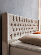 Samt Boxspringbett mit Stauraum Beige FLORIDA