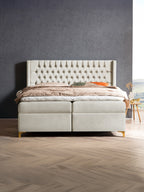Samt Boxspringbett mit Stauraum Creme FLORIDA