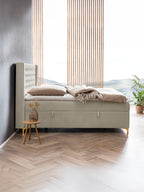 Samt Boxspringbett mit Stauraum Creme FLORIDA