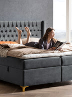 Samt Boxspringbett mit Stauraum Dunkelgrau FLORIDA