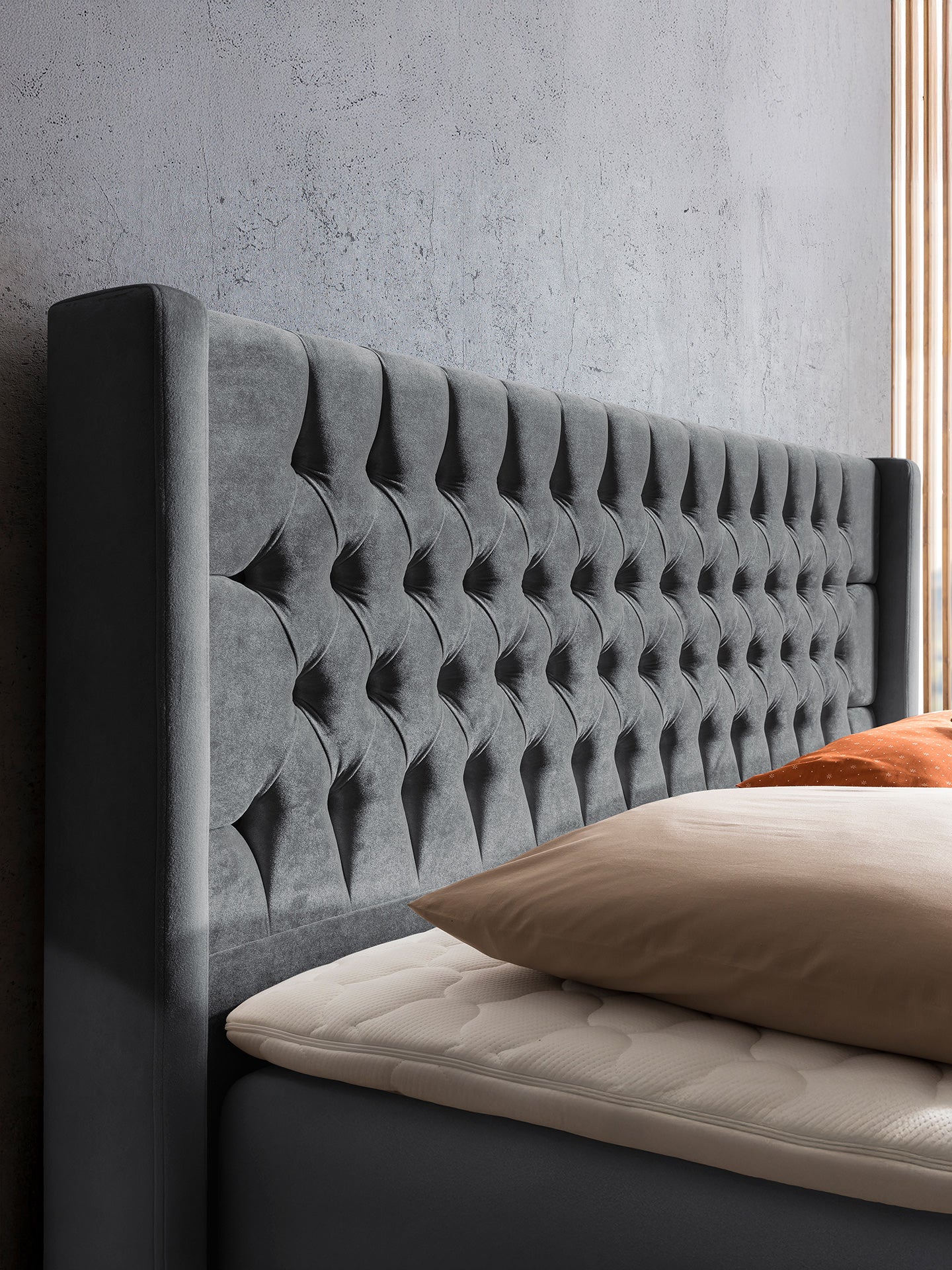 Samt Boxspringbett mit Stauraum Dunkelgrau FLORIDA