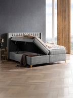 Samt Boxspringbett mit Stauraum Grau FLORIDA
