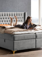 Samt Boxspringbett mit Stauraum Grau FLORIDA