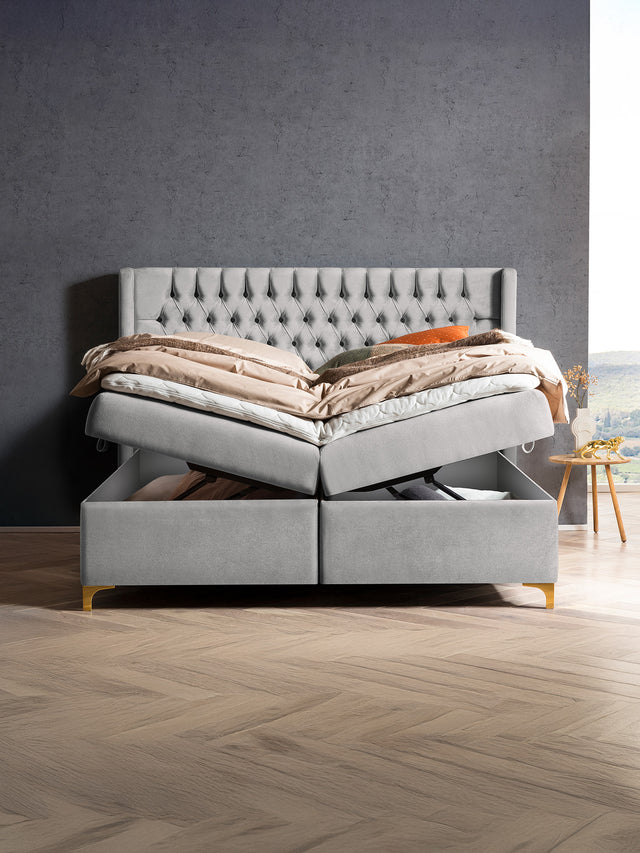 Samt Boxspringbett mit Stauraum Grau FLORIDA