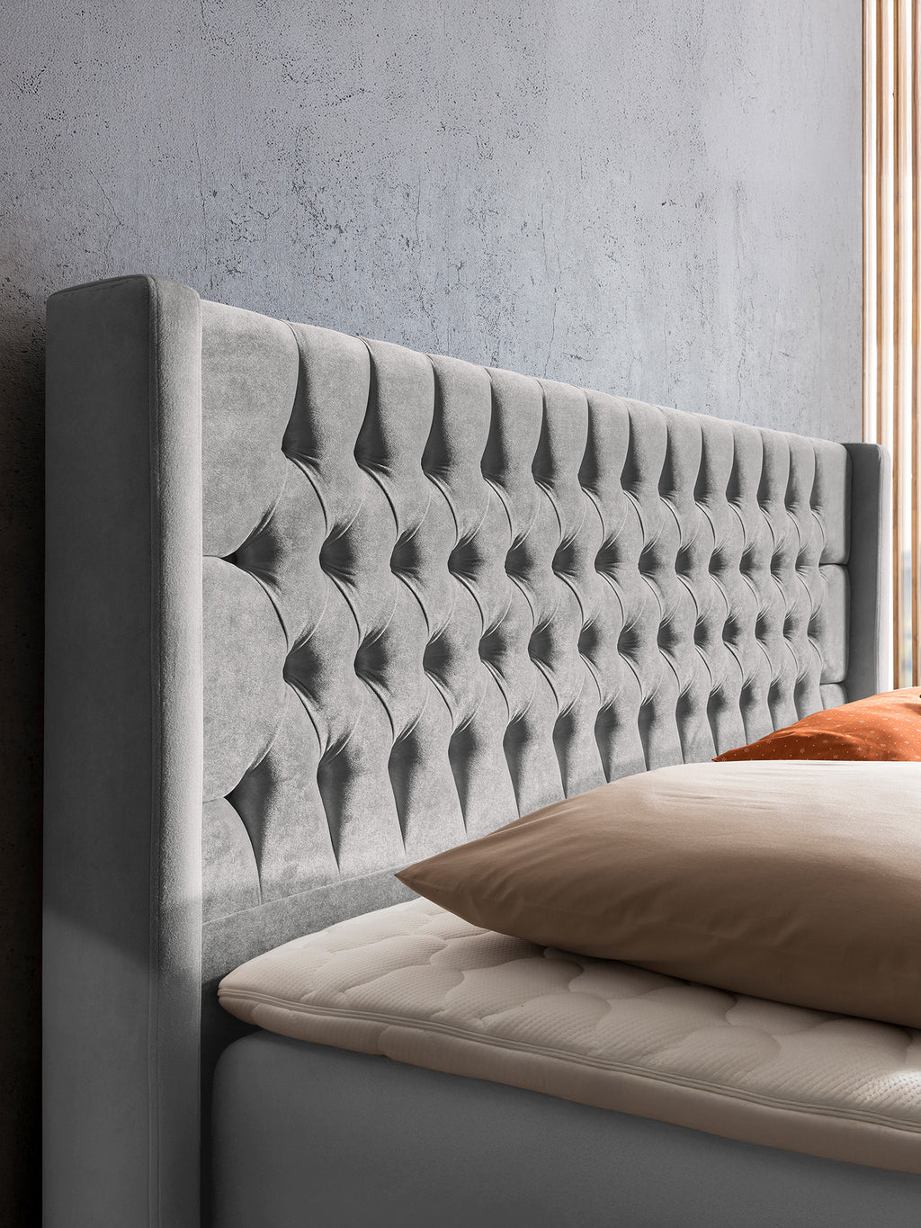 Samt Boxspringbett mit Stauraum Grau FLORIDA